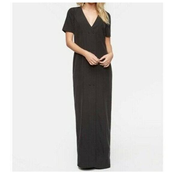 Tavik Women's In Transit Black V-neck Double Front Buttons Maxi Dress Size Small - Picture 1 of 11